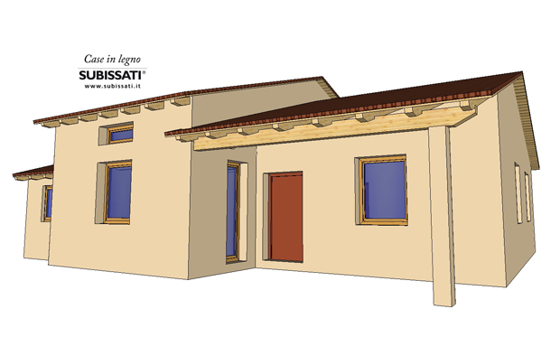 Disegno edificio in legno